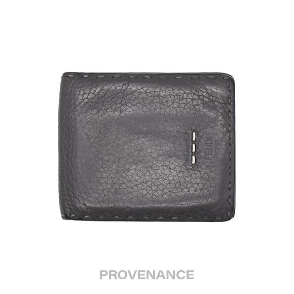 🔴 Fendi Selleria Bifold Wallet - Grey Roman Leather - Picture 1 of 10